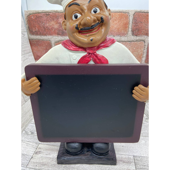 Chef Figurine holding Menu Chalkboard - Picture 4 of 11